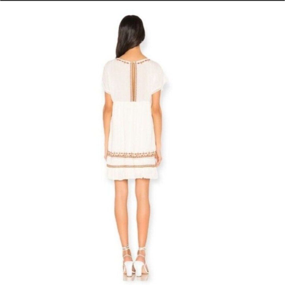 Free People Sunrise Wanderer Ivory Orange Embroidered Mini Dress - Size Small - Picture 3 of 16